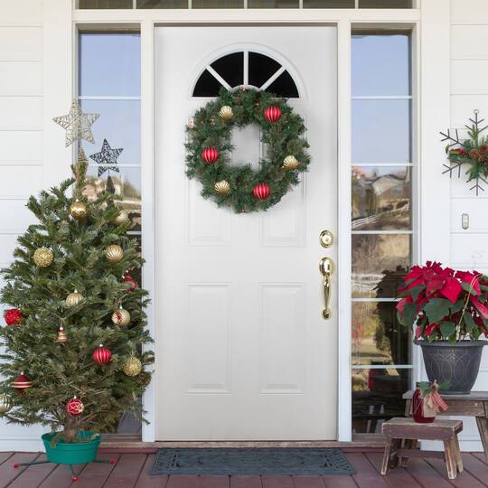 24" Pre-Lit Christmas Artificial Oregon Cashmere Pine Wreath